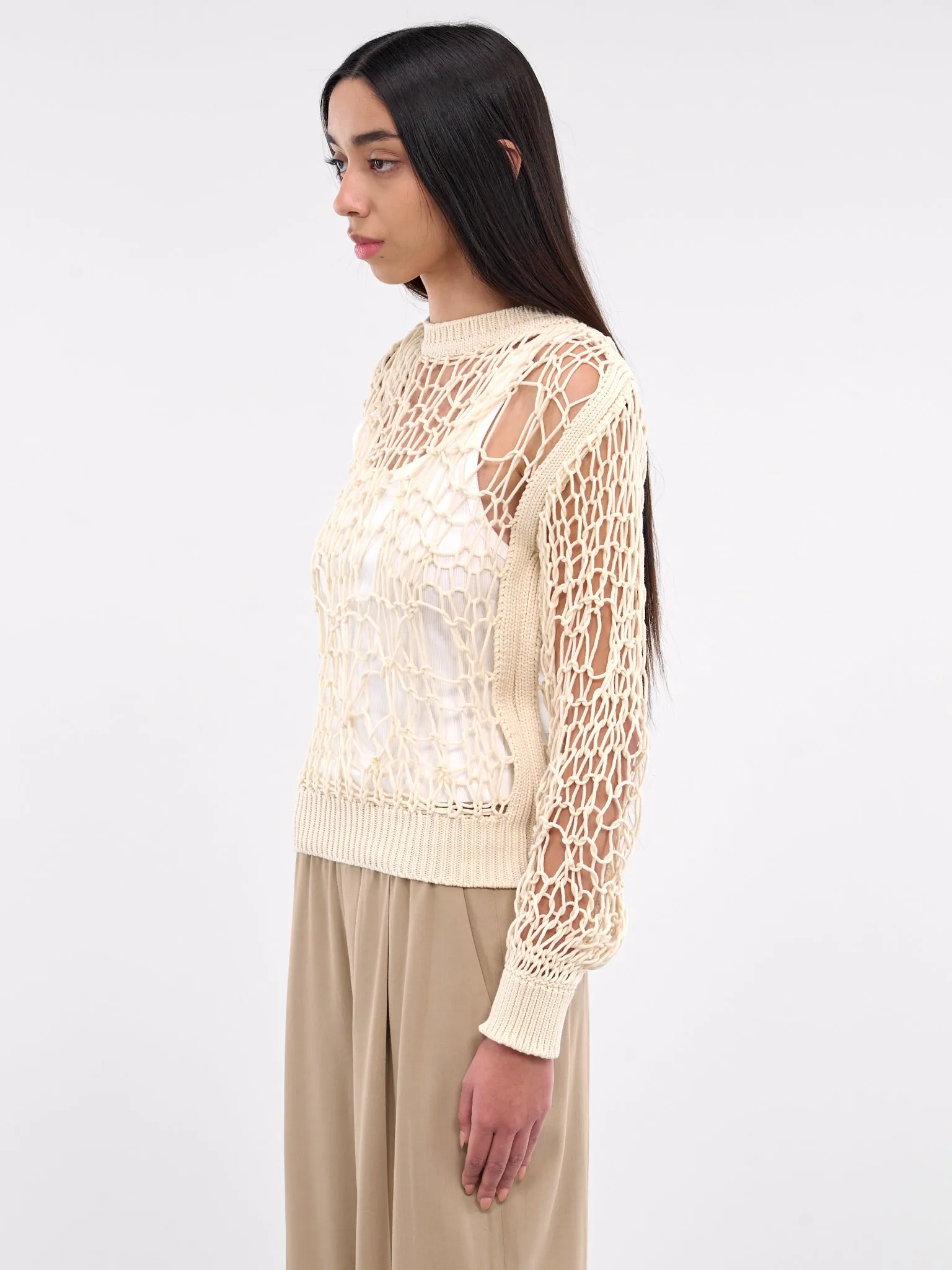 Open Knit Sweater (S52HL0039-M13083-OFF-WHITE)