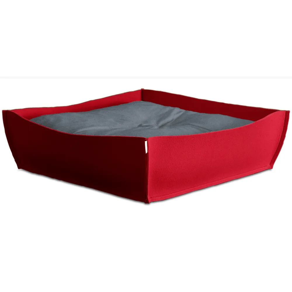 Orthopedic Pet Bed By Pet Interiors - Red Felt Bowl