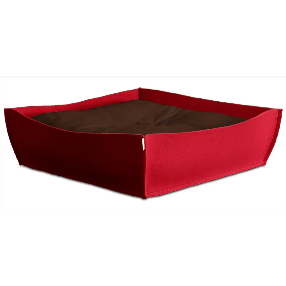 Orthopedic Pet Bed By Pet Interiors - Red Felt Bowl