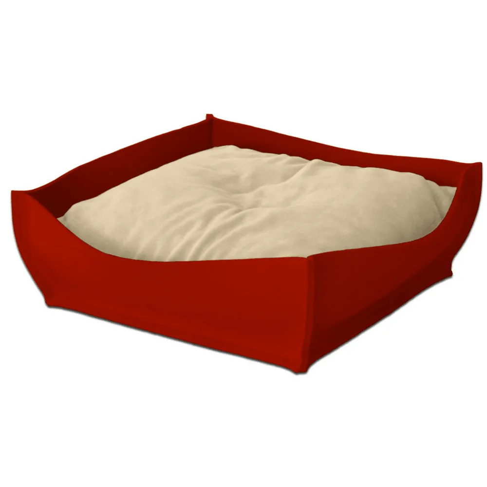 Orthopedic Pet Bed By Pet Interiors - Red Felt Bowl