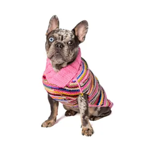 Pink Multi-Colored Wool Dog Sweater