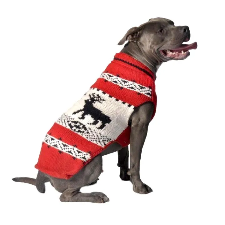 Red Reindeer Wool Dog Sweater