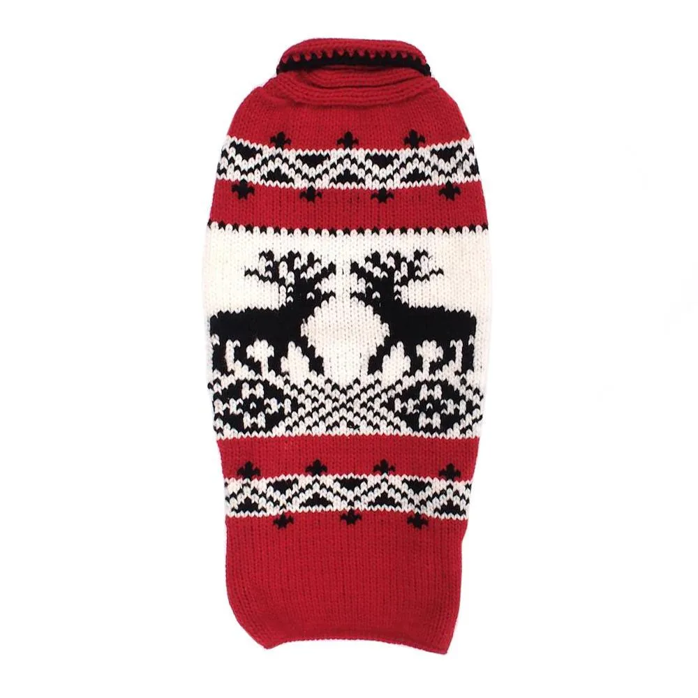 Red Reindeer Wool Dog Sweater