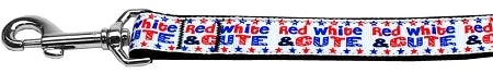 Red, White, And Cute! Nylon Dog Leash 5-8 Inch Wide 6ft Long