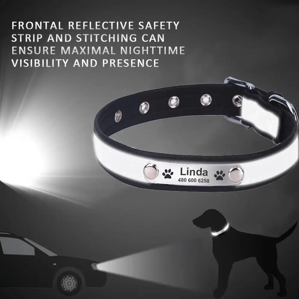 Reflective Dog Collars - Engrave Your Pet's ID