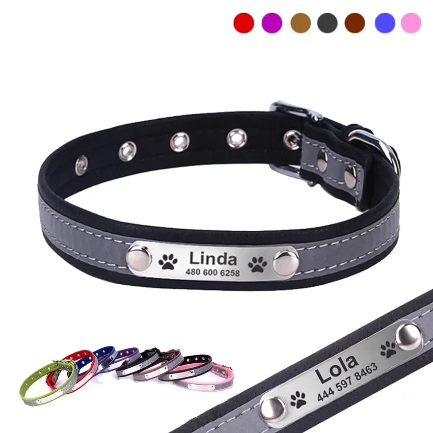 Reflective Dog Collars - Engrave Your Pet's ID