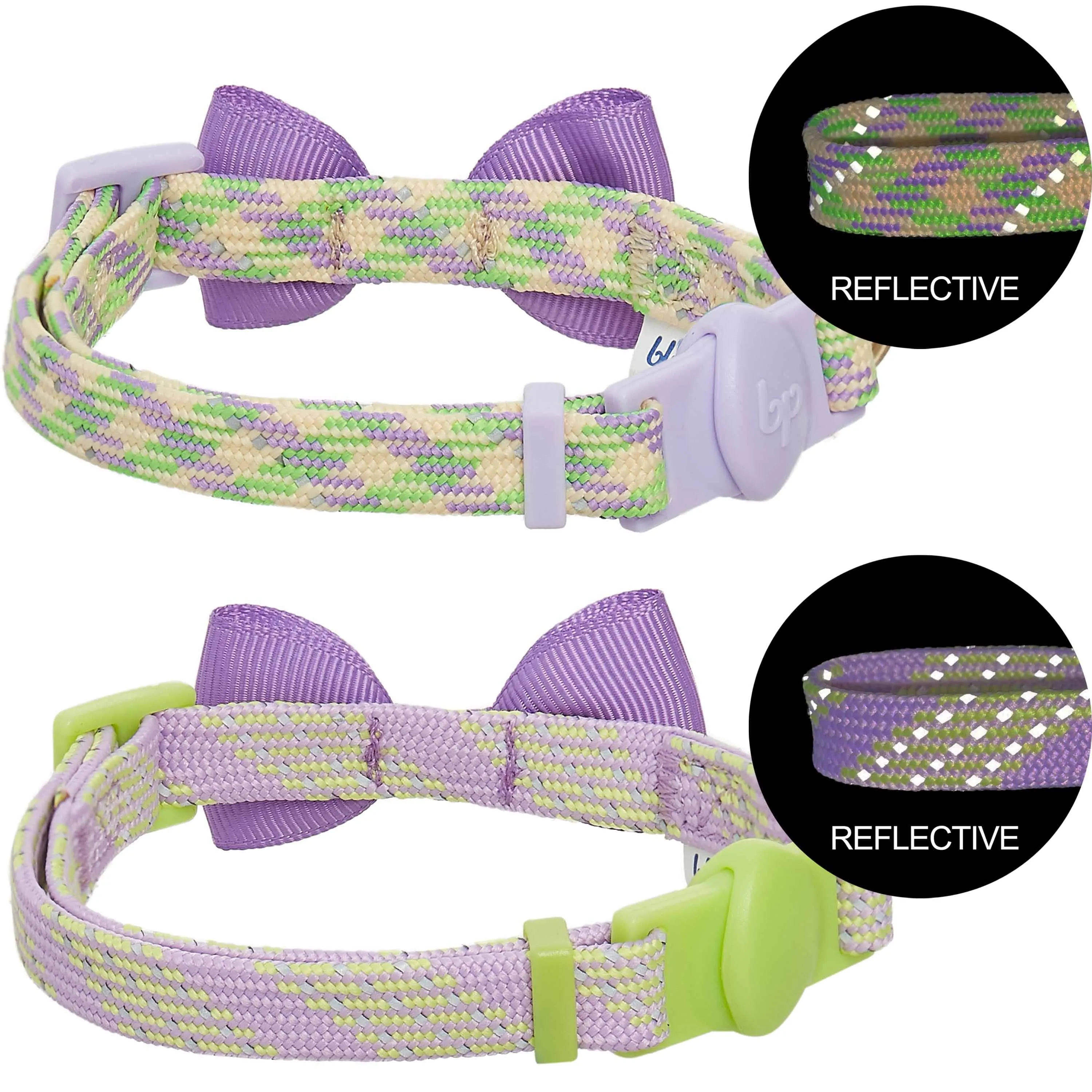 Reflective Striped Cat Collar, 2 Pack