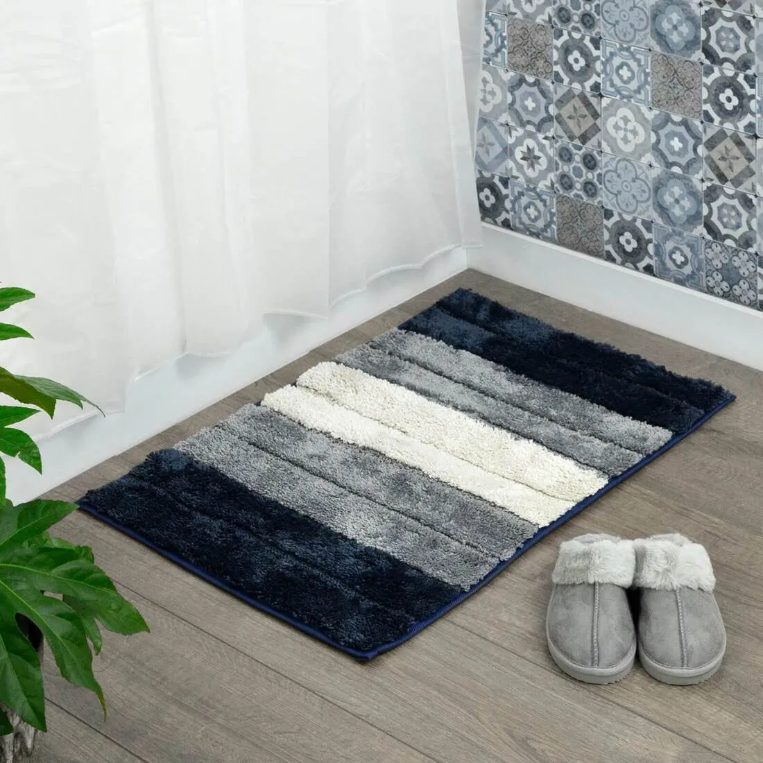 Shades Striped Microfibre Bath Mat Shower Bathroom Non-Slip