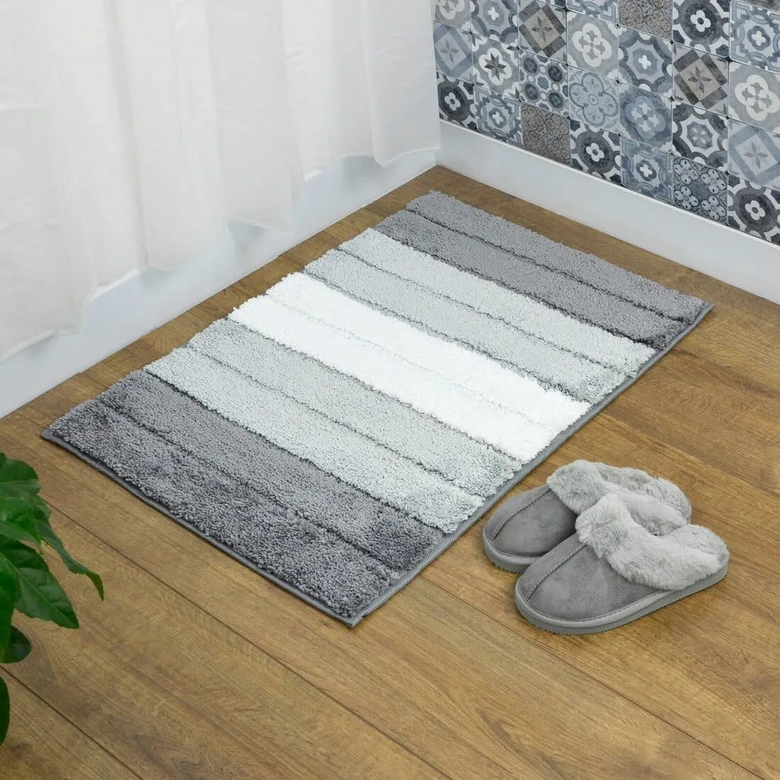 Shades Striped Microfibre Bath Mat Shower Bathroom Non-Slip