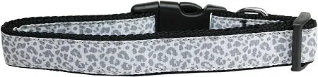 Silver Leopard Nylon Dog Leash 3-8 Inch Wide 4ft Long