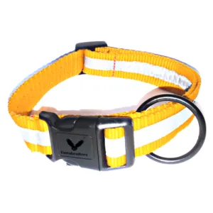 Vama Leathers Night Visible Reflective All Weather Everyday Collar for Dogs (Sunrise Orange)