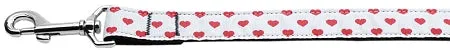 White And Red Dotty Hearts Nylon Dog Leash 5-8 Inch Wide 6ft Long